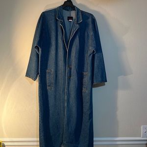 Vintage 80s Sunbelt Oversized Long Denim Jacket.